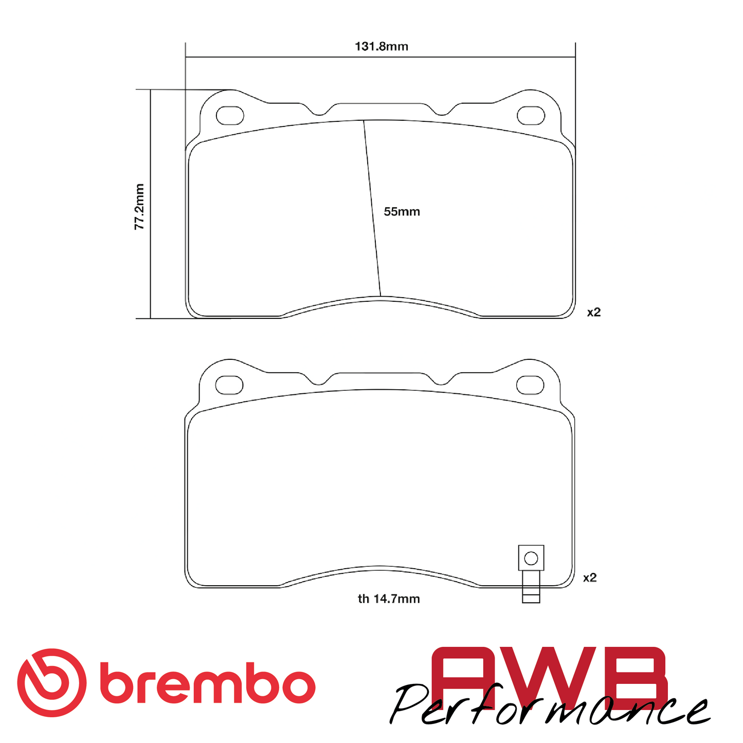 Insignia A Sports Tourer VXR 2.8T V6 - Brembo Sport HP2 Front Brake Pads (355mm)