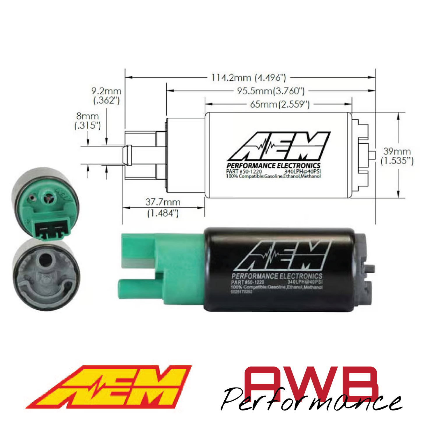 AEM 340LPH E85-Compatible High Flow In-Tank Fuel Pump - 50-1220