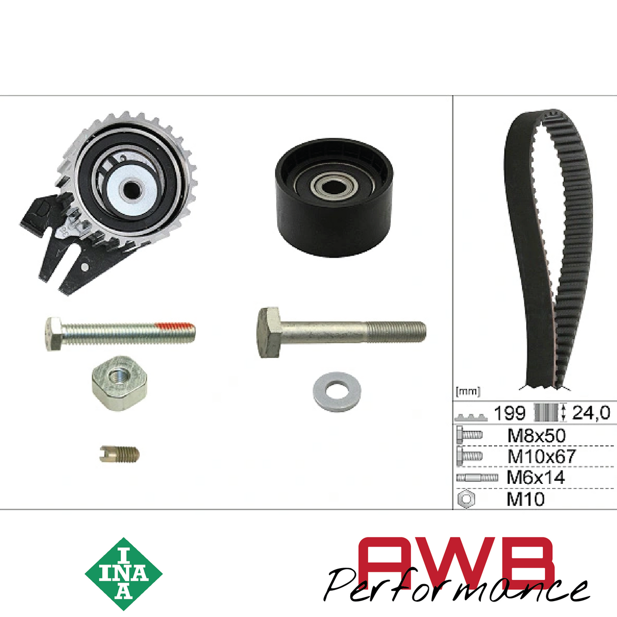 A20DTH, A20DT, A20DTR, A20DTL & A20DTJ - 2.0D - INA Timing Belt Kit INA