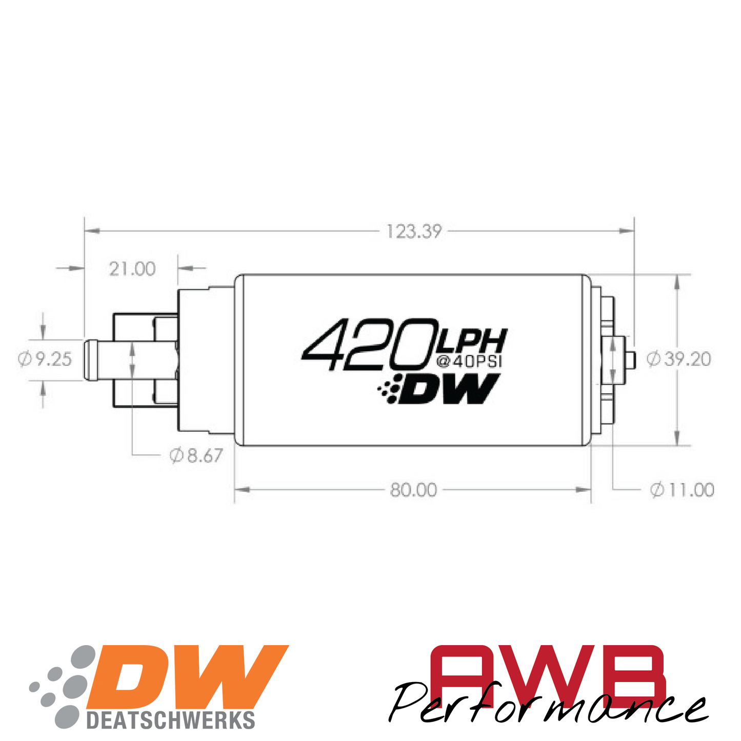 DeatschWerks DW420 420lph Universal Fuel Pump - 9-421-1000