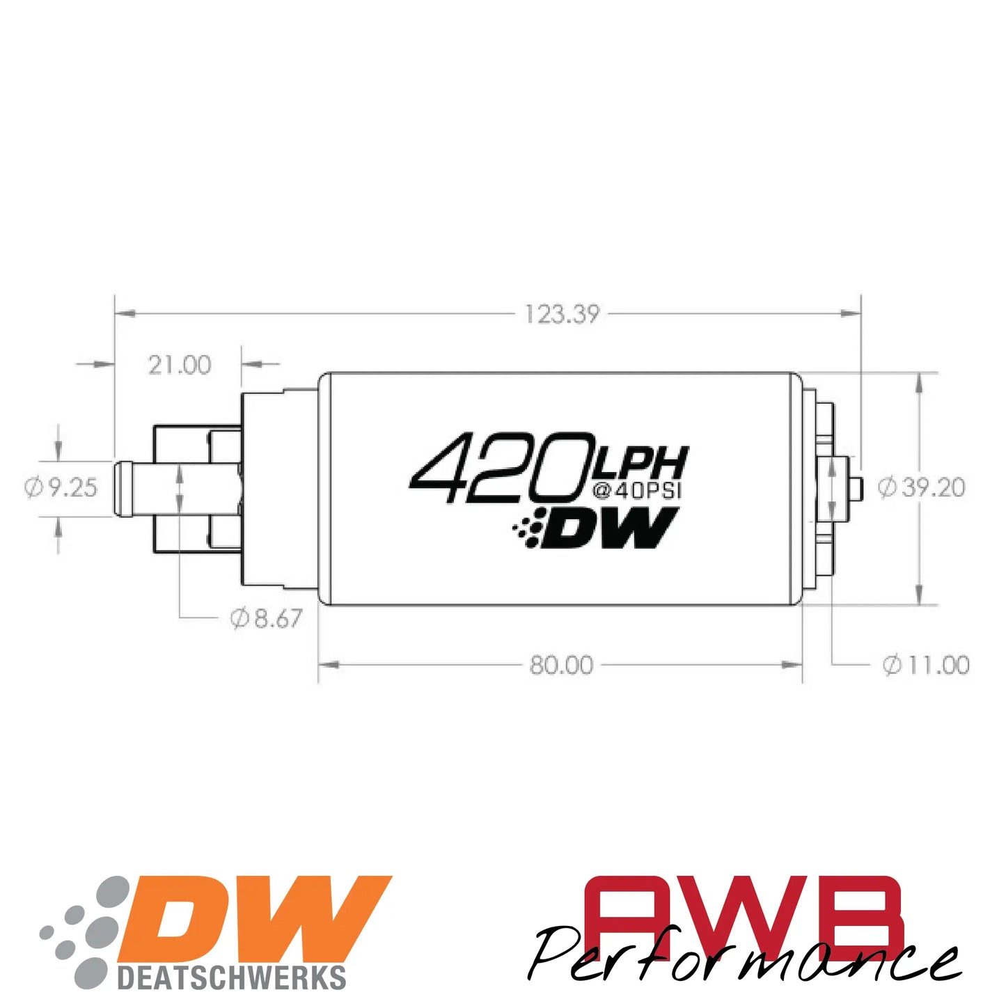 DeatschWerks DW420 420lph Universal Fuel Pump - 9-421-1000 DeatschWerks