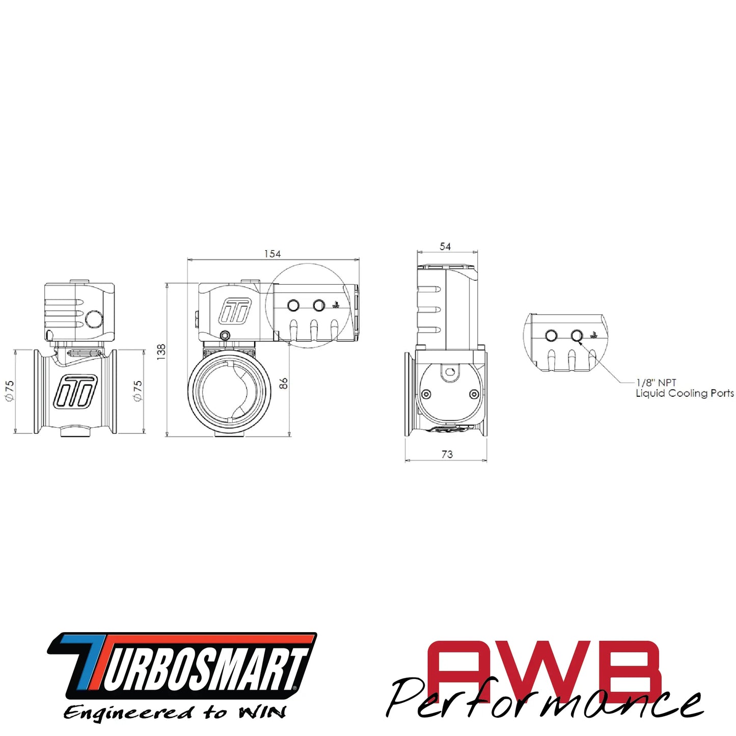 Turbosmart ESG50 Electronic StraightGate50 External Wastegate Turbosmart