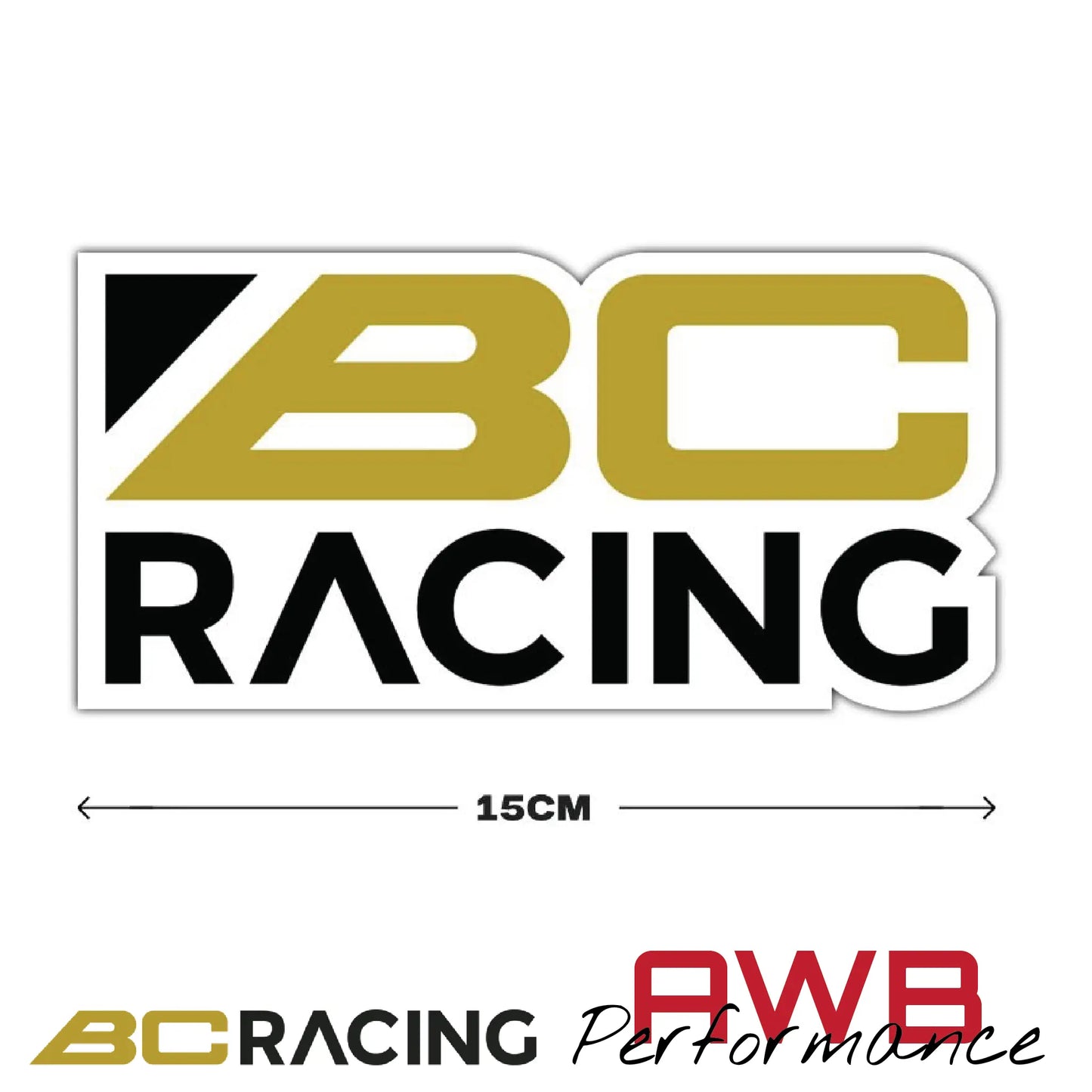 BC Racing 15cm Black/Gold Decal (White Border) BC Racing