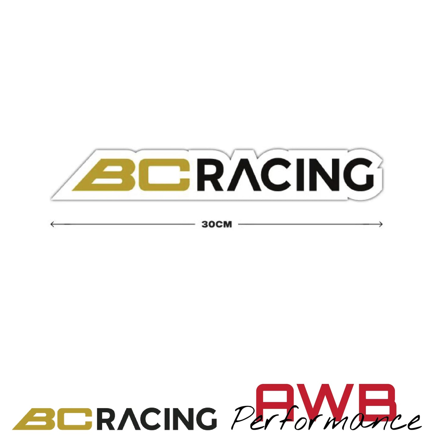 BC Racing 30cm Black/Gold Decal (White Border) BC Racing
