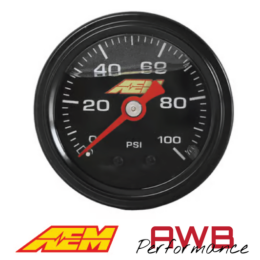 AEM 0-100 PSI Liquid-Filled Pressure Gauge (1/8th NPT) - 30-2135-100