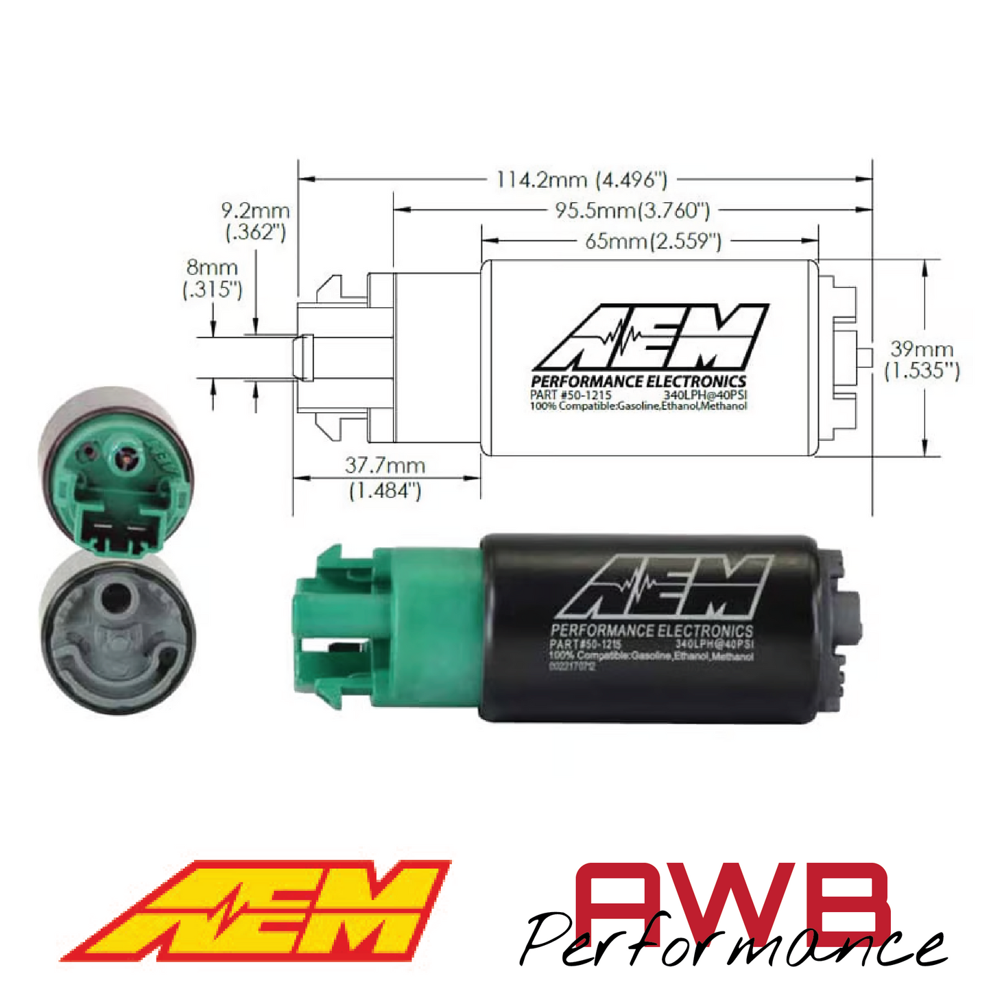 AEM 340LPH E85-Compatible High Flow In-Tank Fuel Pump - 50-1215