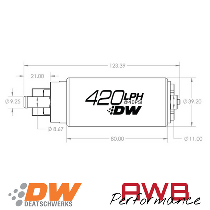 DeatschWerks DW420 420lph Universal Fuel Pump - 9-421-1000