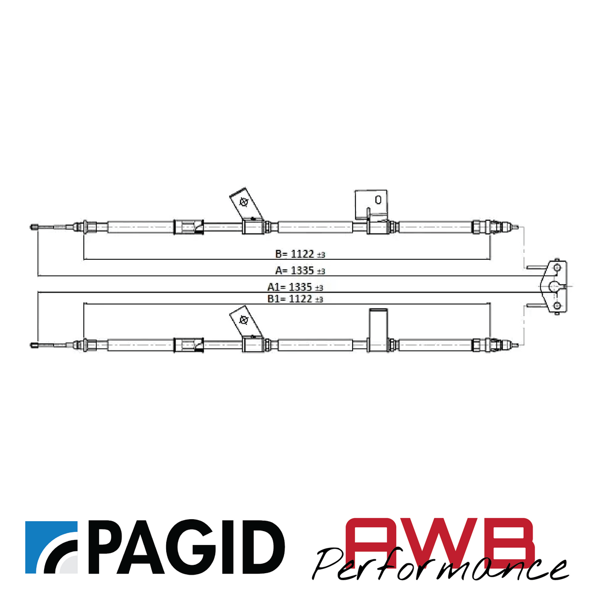 Adam 1.0T - Pagid Rear Hand Brake Cable (203mmx38mm Drums) Pagid
