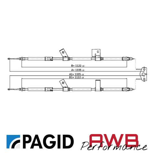 Adam 1.0T - Pagid Rear Hand Brake Cable (203mmx38mm Drums) Pagid