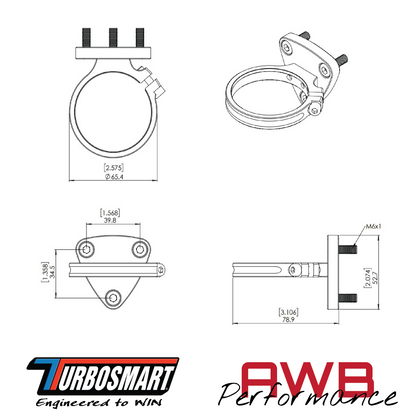 Turbosmart Fuel Pressure Regulator Billet Mounting Clamp Diagram.