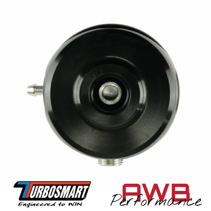 Turbosmart FPR6 Fuel Pressure Regulator in Black. Bottom View.
