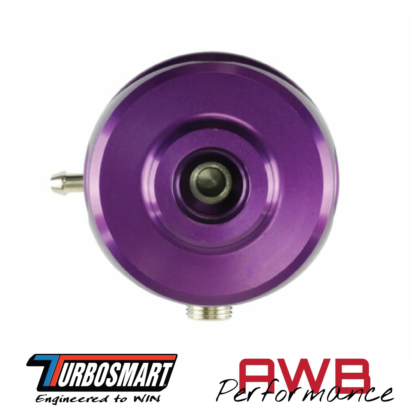 Turbosmart FPR6 Fuel Pressure Regulator in Purple. Bottom View.