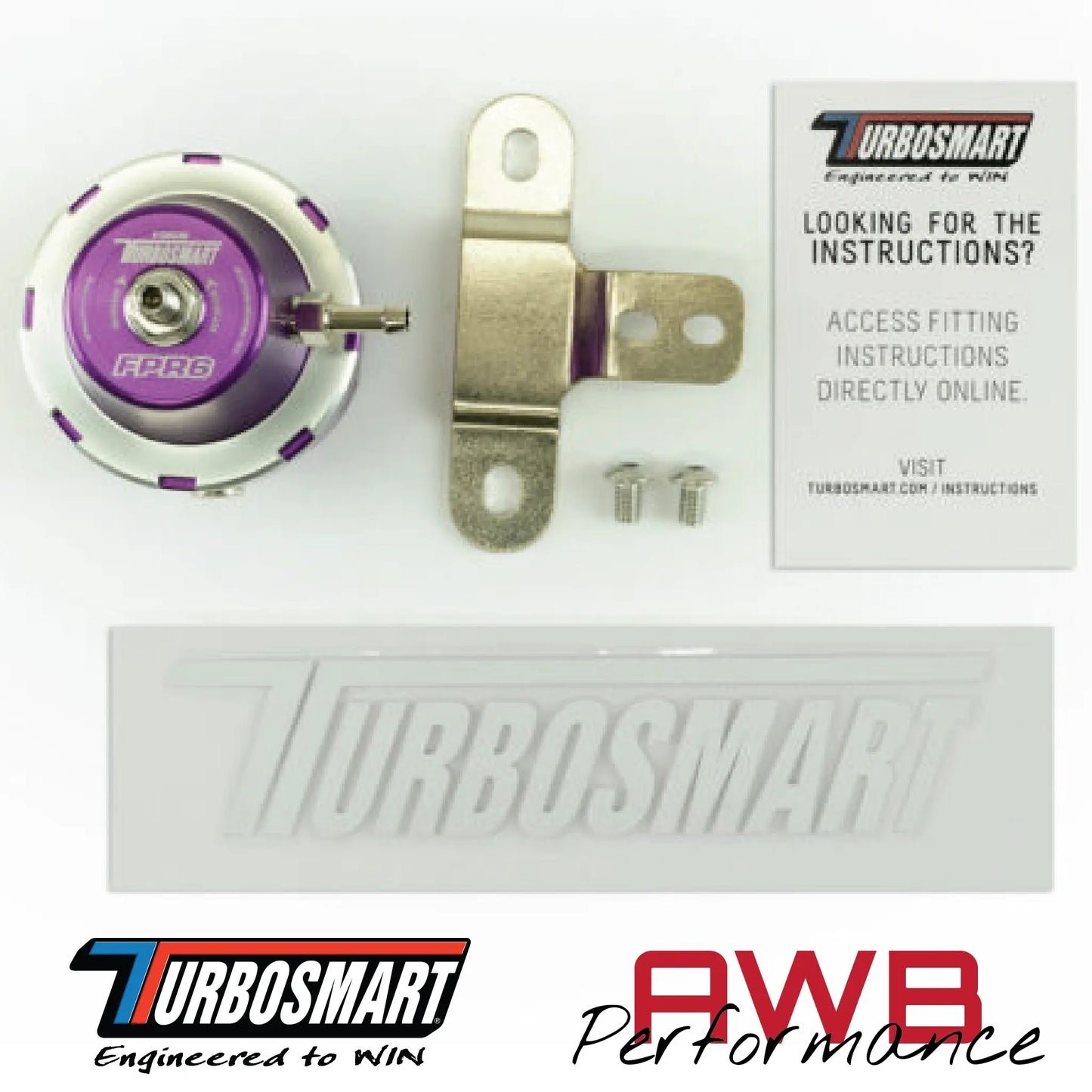 Turbosmart FPR6 Fuel Pressure Regulator in Purple. Box Contents.