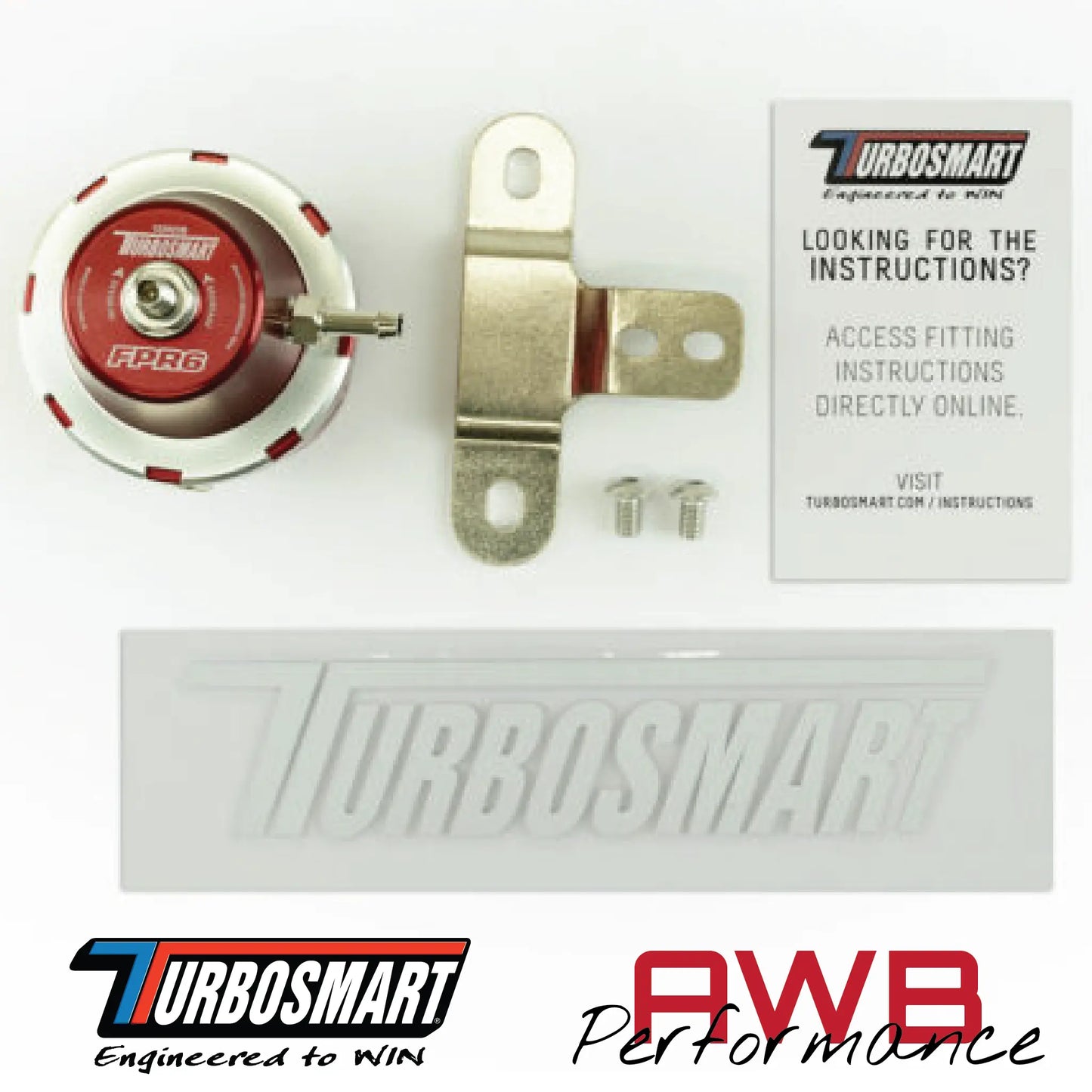 Turbosmart FPR6 Fuel Pressure Regulator in Red. Box Contents.