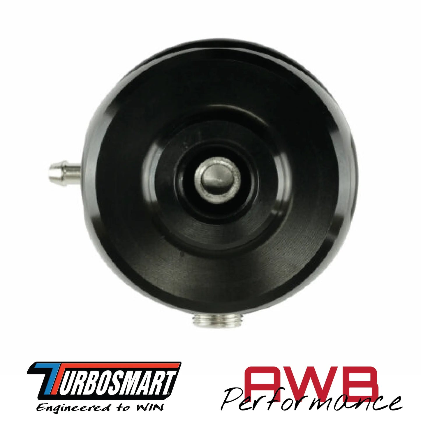 Turbosmart FPR6 Low Pressure Fuel Pressure Regulator in Black. Bottom View.