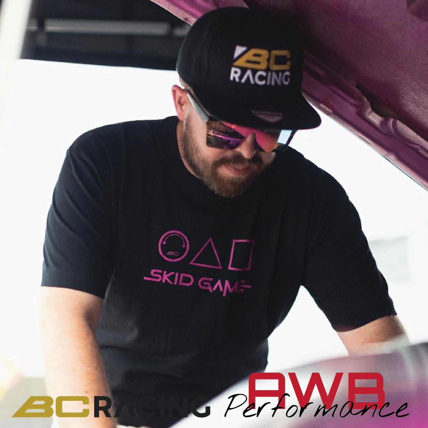 BC Racing 'Skid Game' Black/Pink T-Shirt AWB Performance Ltd